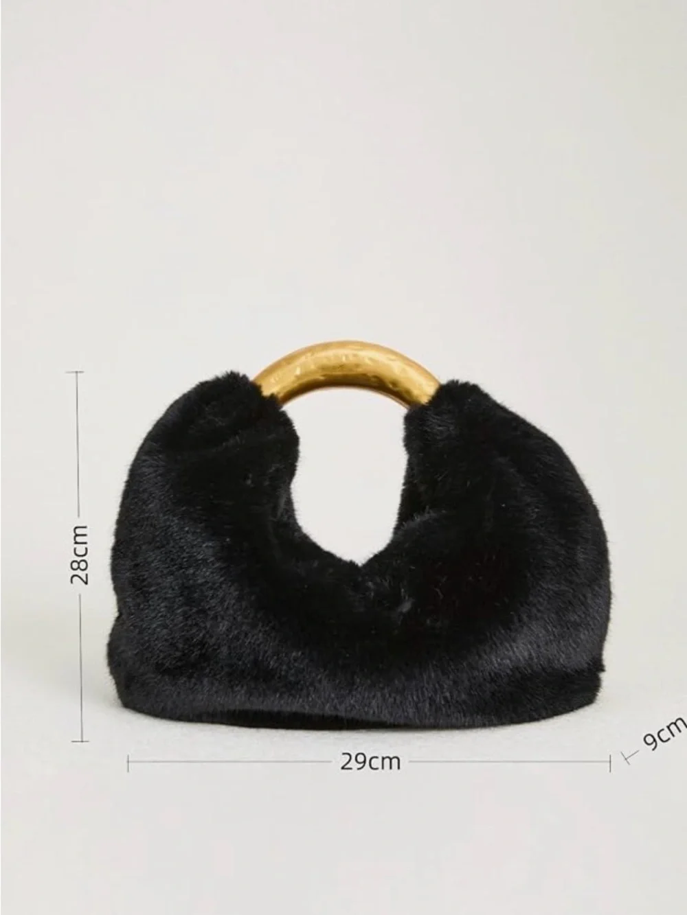Black Faux Fur Bag with Gold Handle New 🔥🔥
